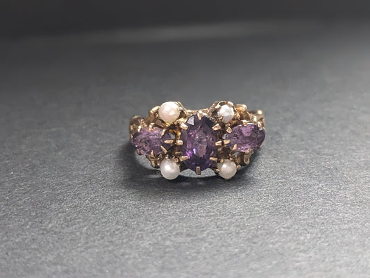 Amethyst and Pearl Ring