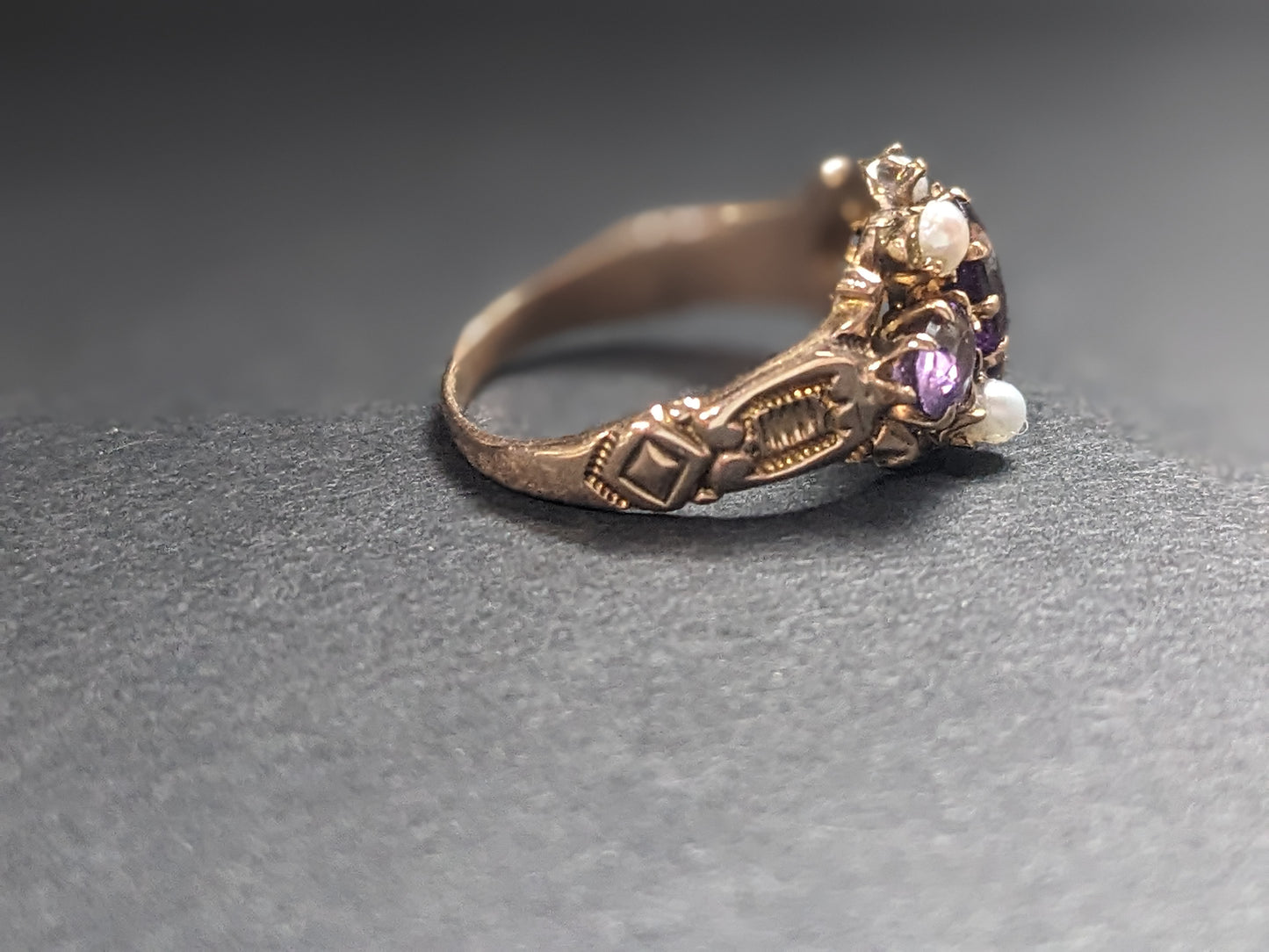 Amethyst and Pearl Ring