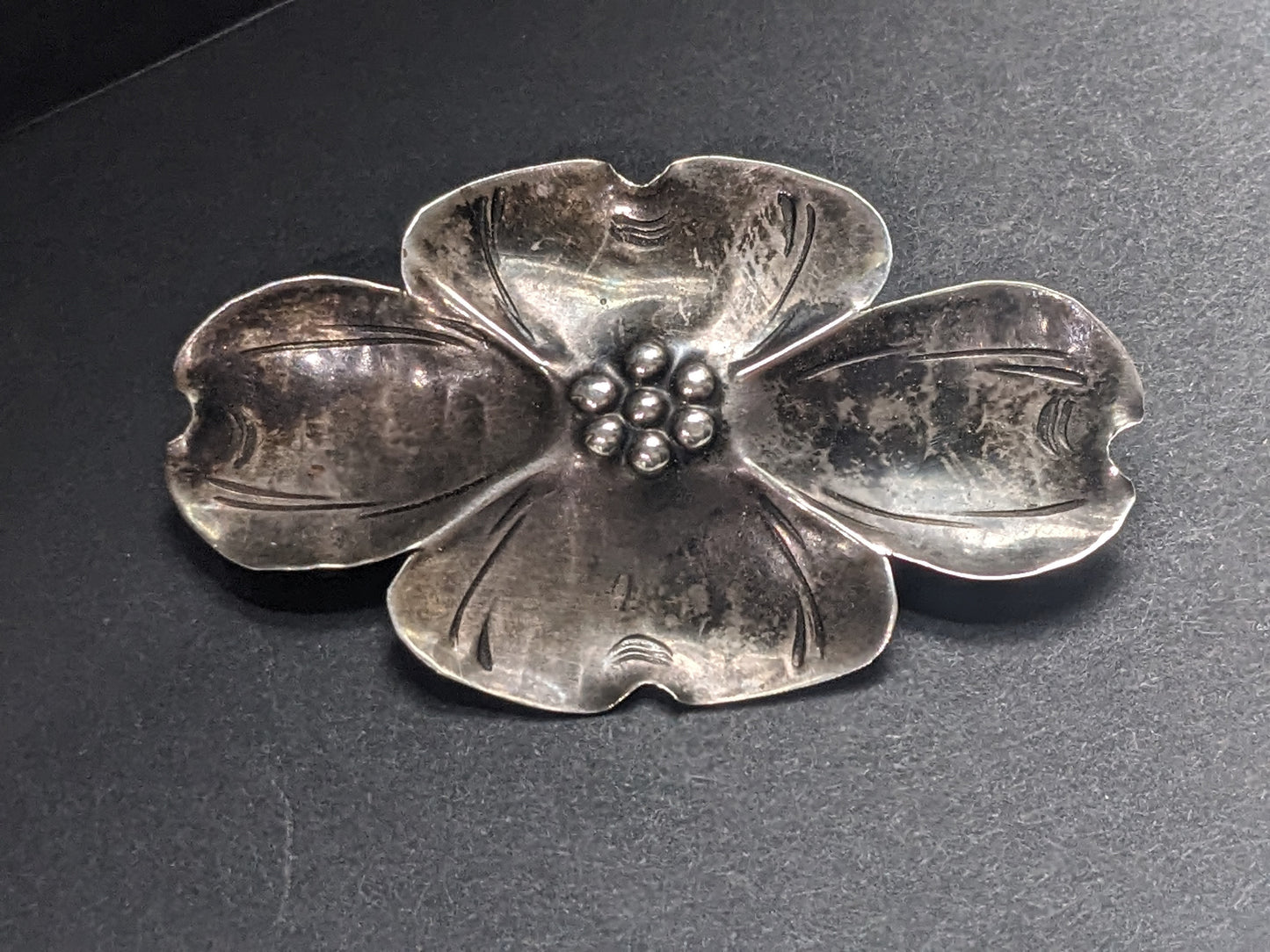 Large sterling magnolia brooch