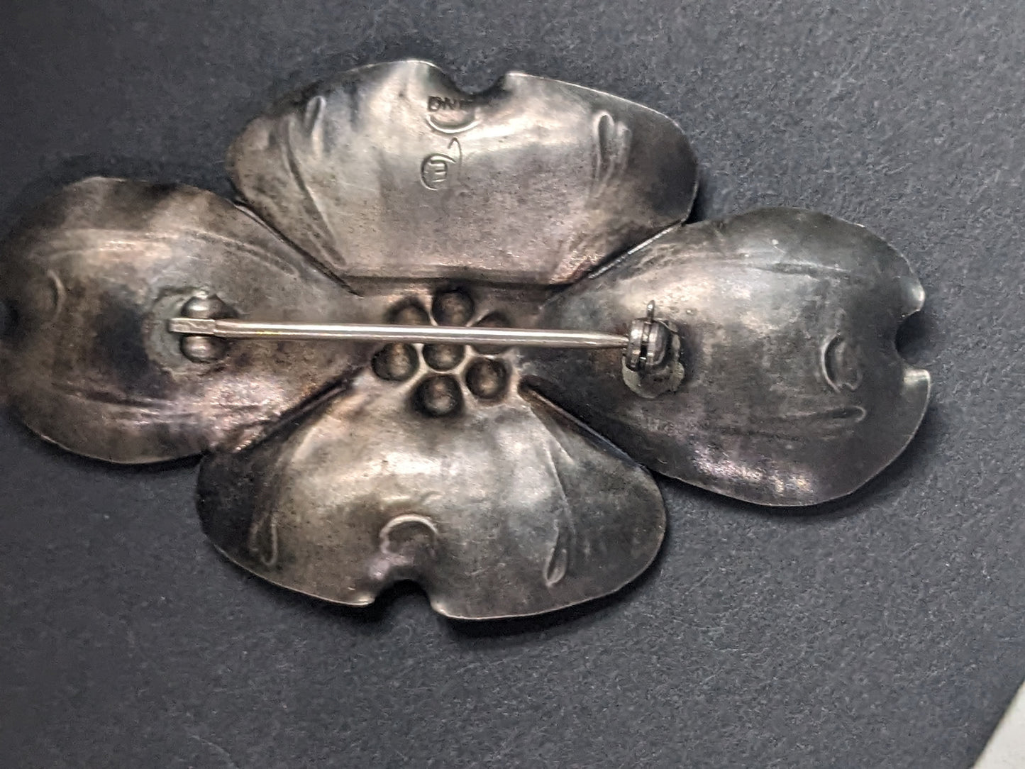 Large sterling magnolia brooch