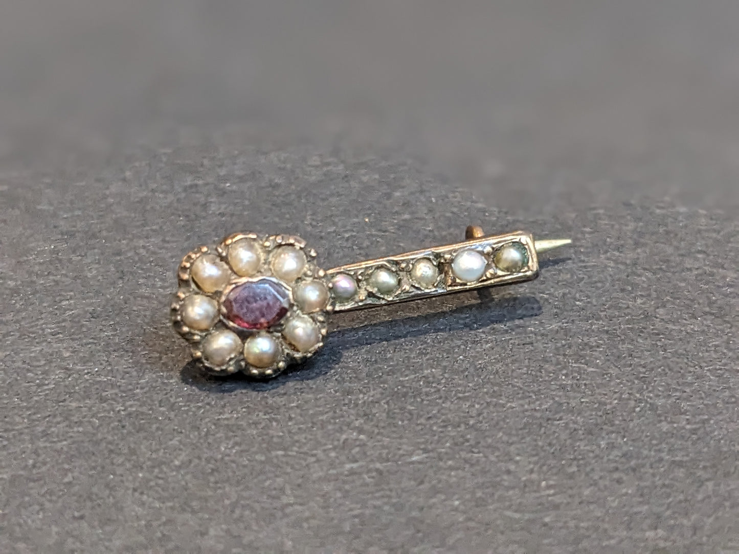 Halley's Comet Pin with Garnet and Seed Pearl