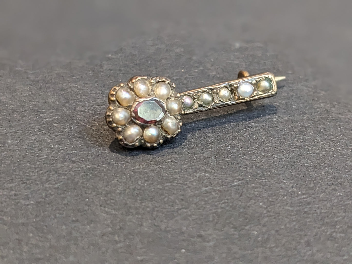 Halley's Comet Pin with Garnet and Seed Pearl