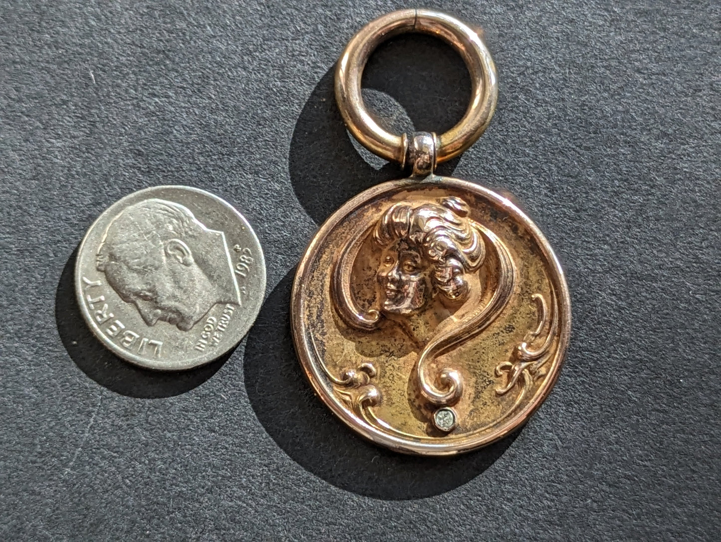 American Art Nouveau fob with question mark