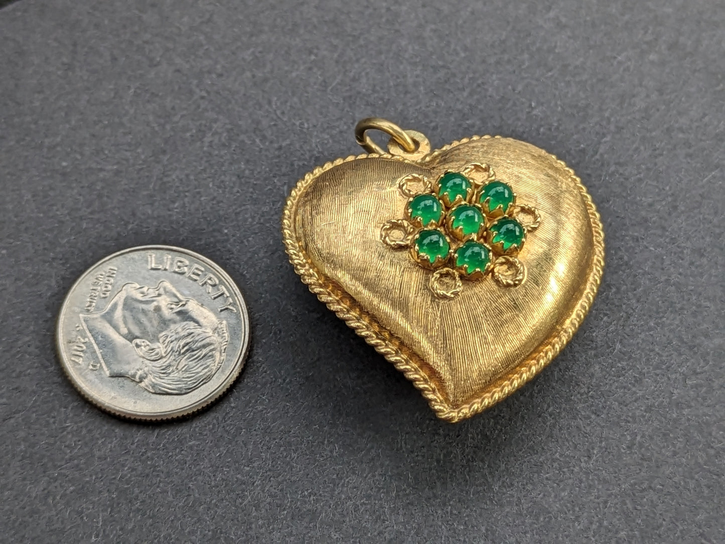 Large Vintage Emerald Heart Pendant