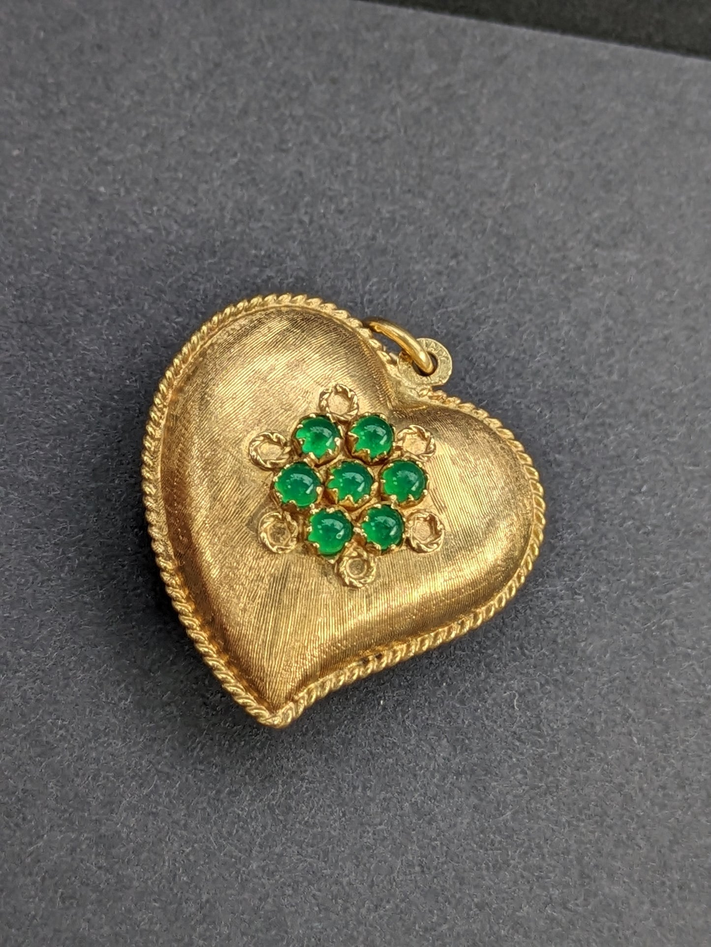 Large Vintage Emerald Heart Pendant