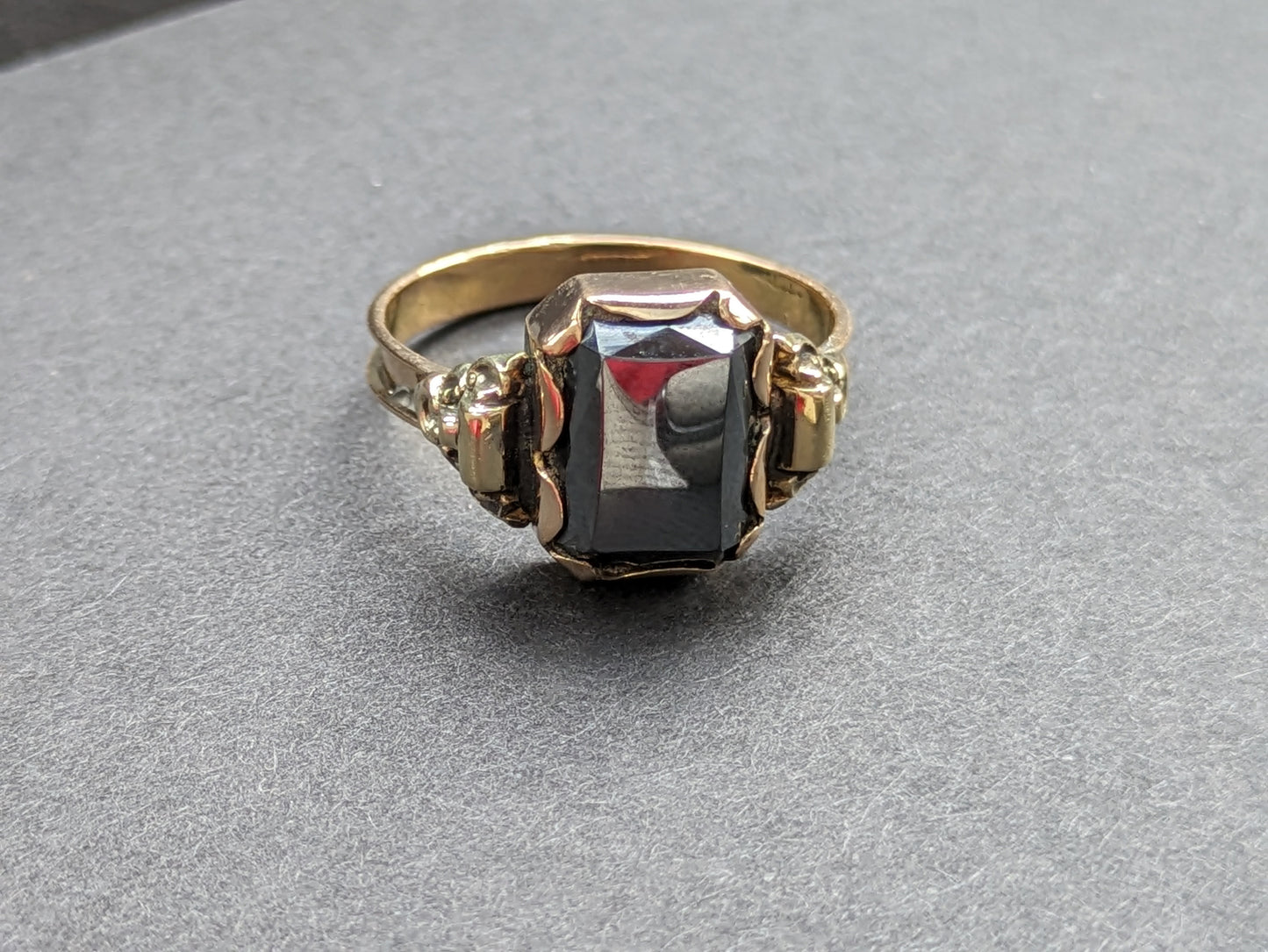 14K Dutch Mourning Ring Pyrite