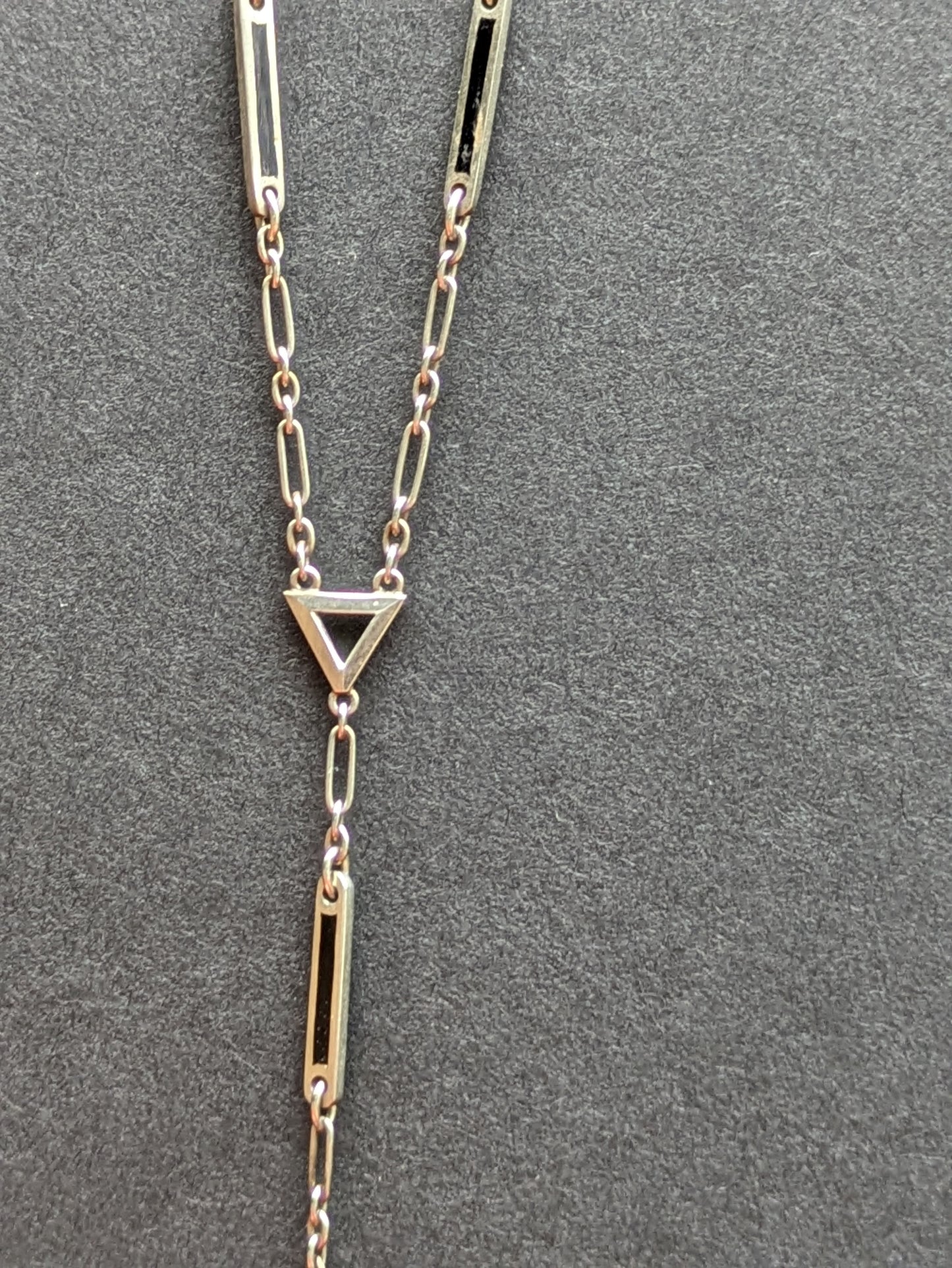 14K and enamel Art Deco Y Chain