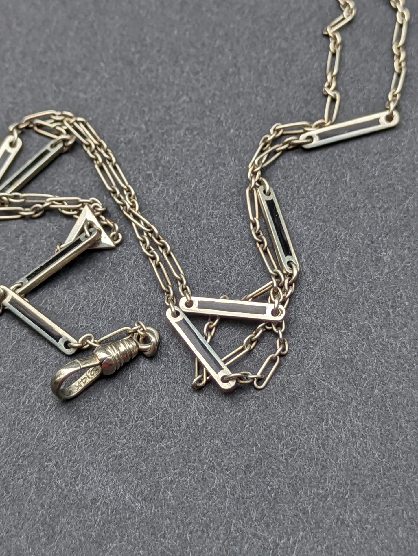 14K and enamel Art Deco Y Chain