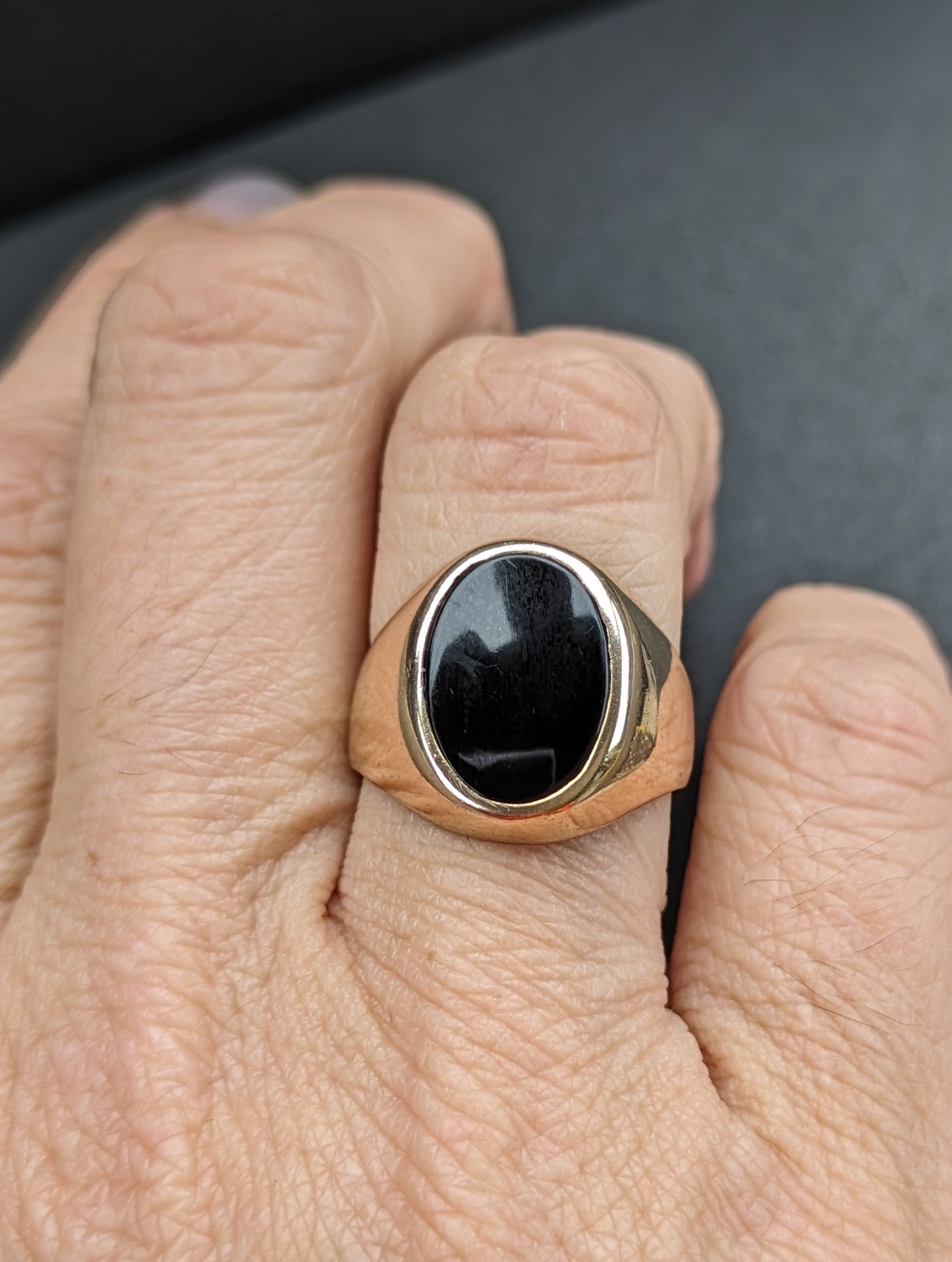 German onyx signet ring 14K