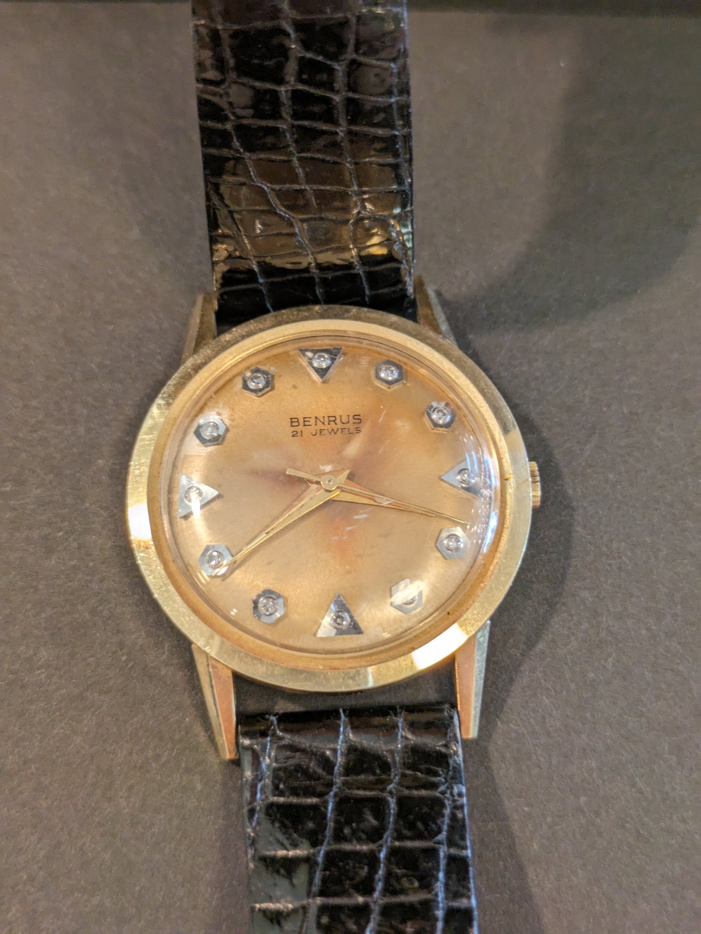 1950's Benrus 14k and diamond watch