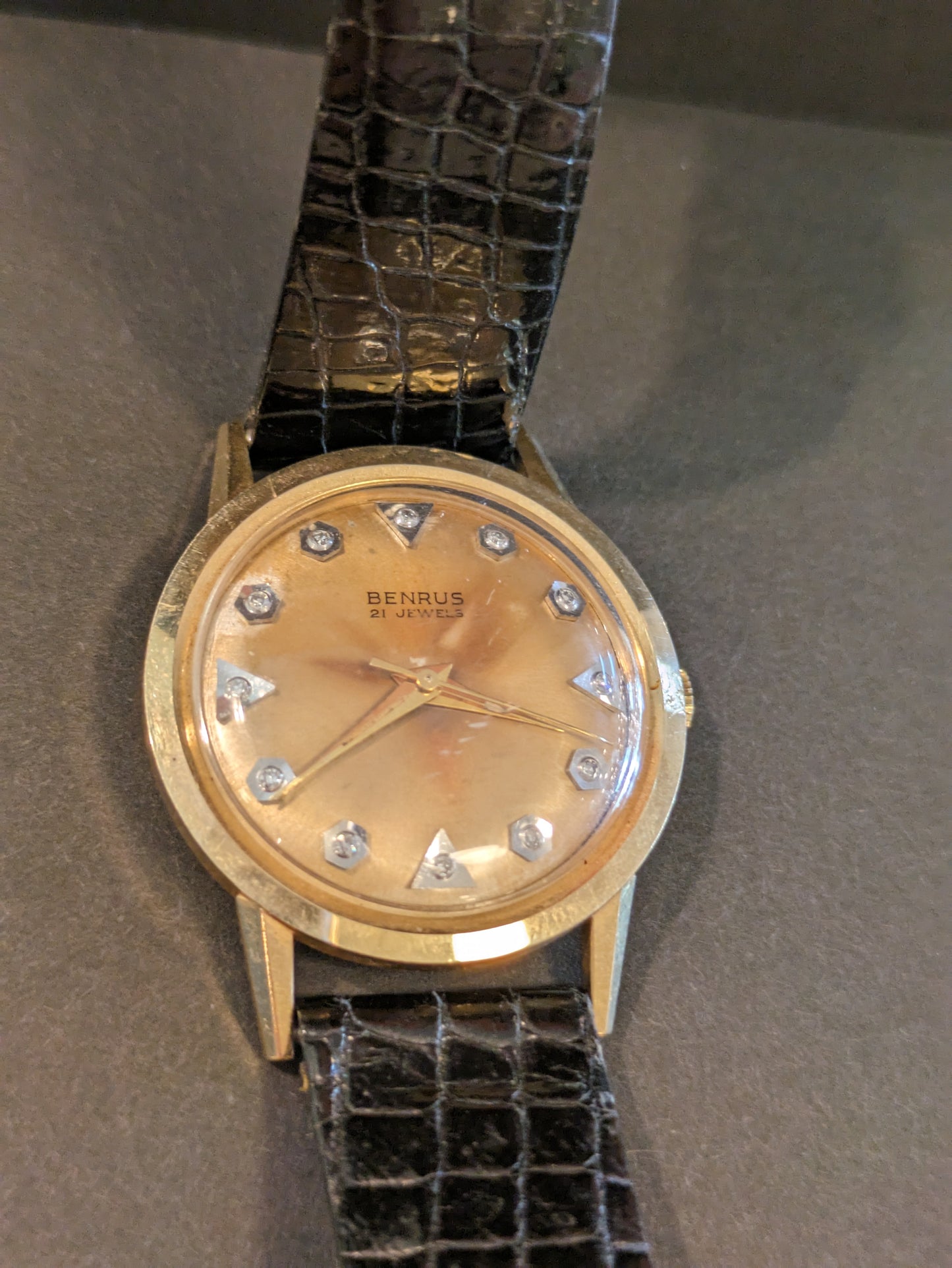 1950's Benrus 14k and diamond watch