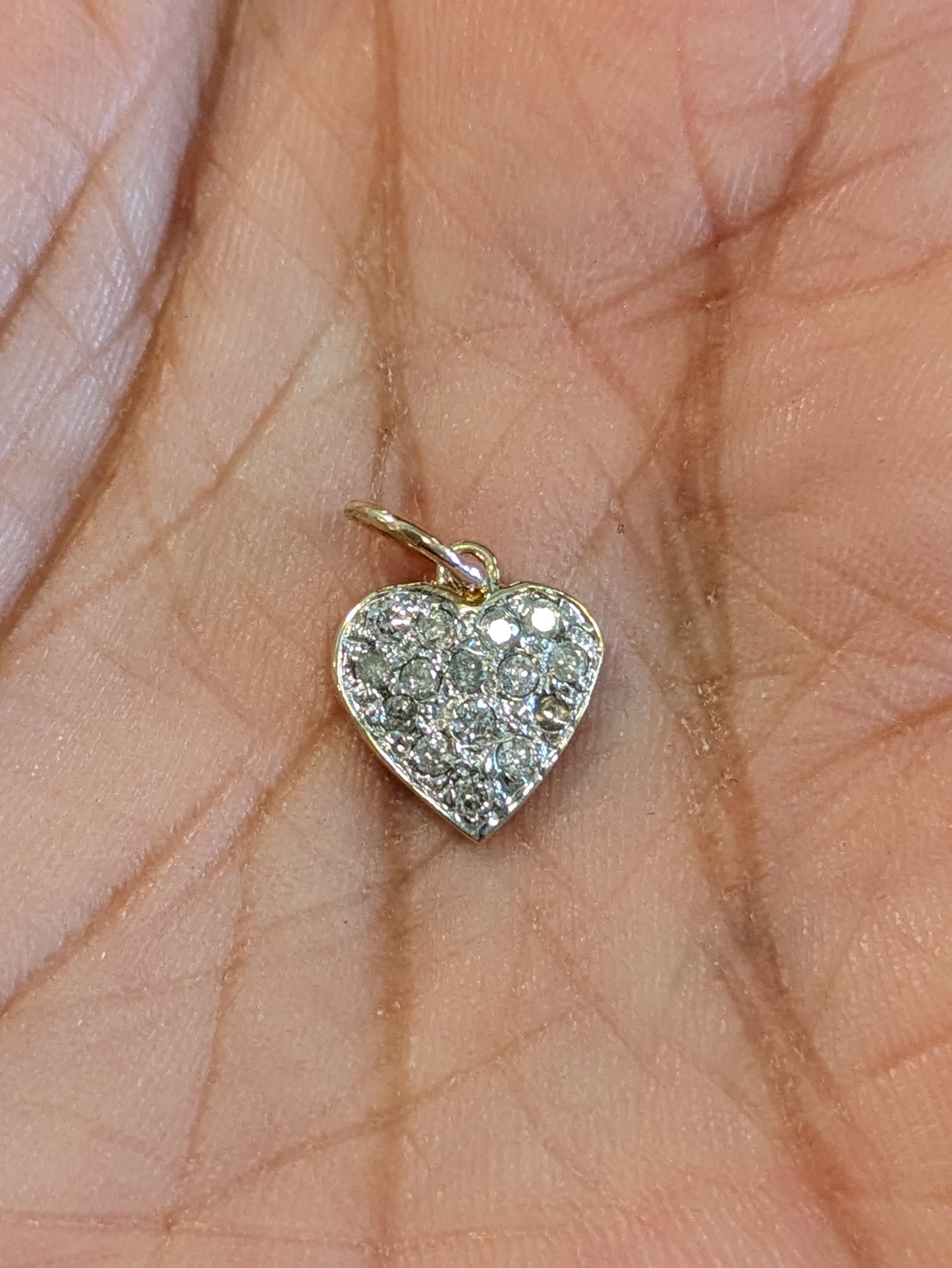 14K diamond heart charm