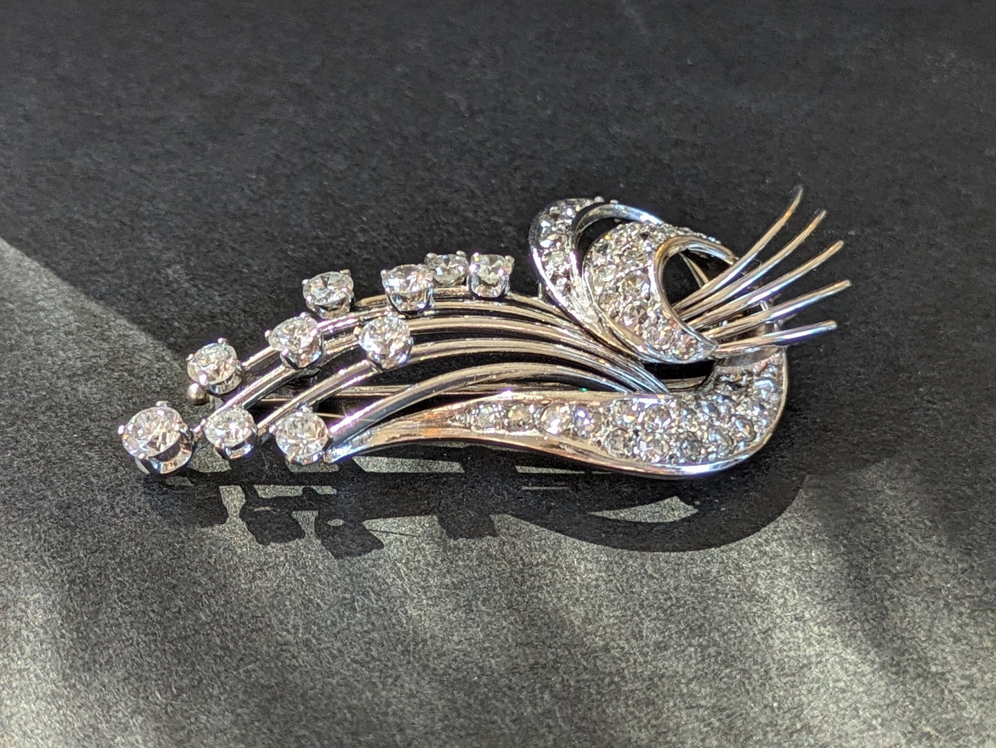 18k White Gold Diamond Spray Brooch