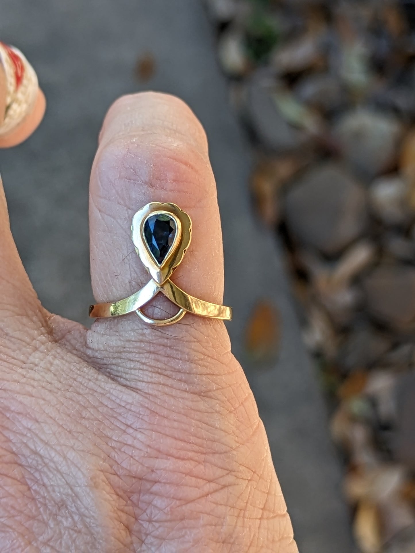 14K German new old stock sapphire ring