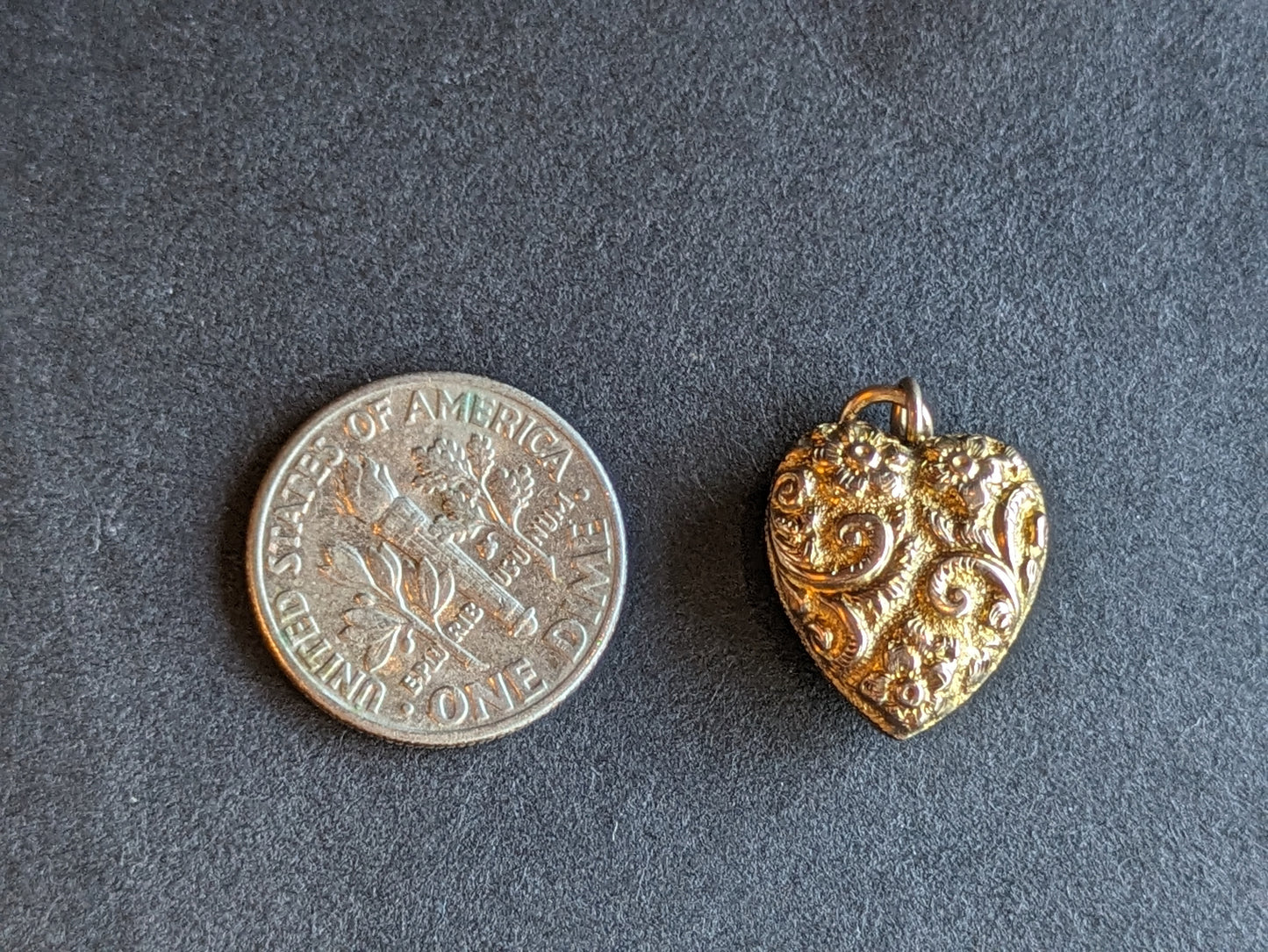 English Repousse Puffy Heart Charm