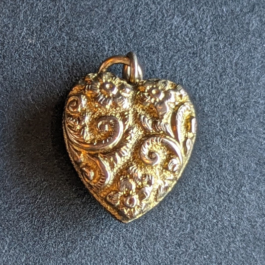 English Repousse Puffy Heart Charm