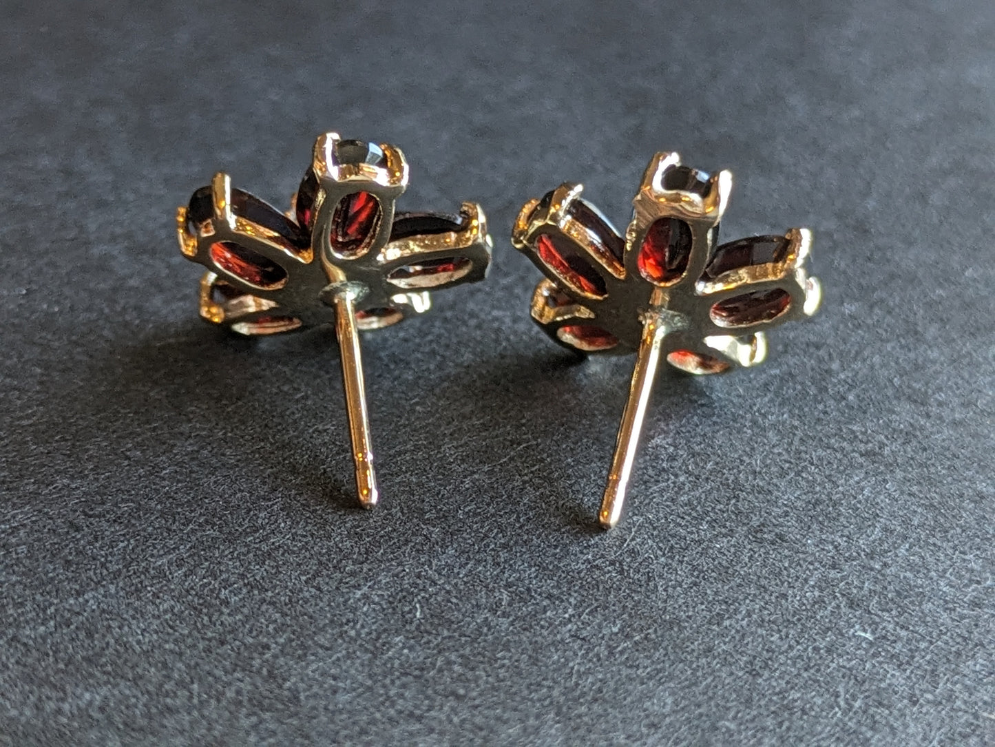 Garnet and Diamond Flower Earrings