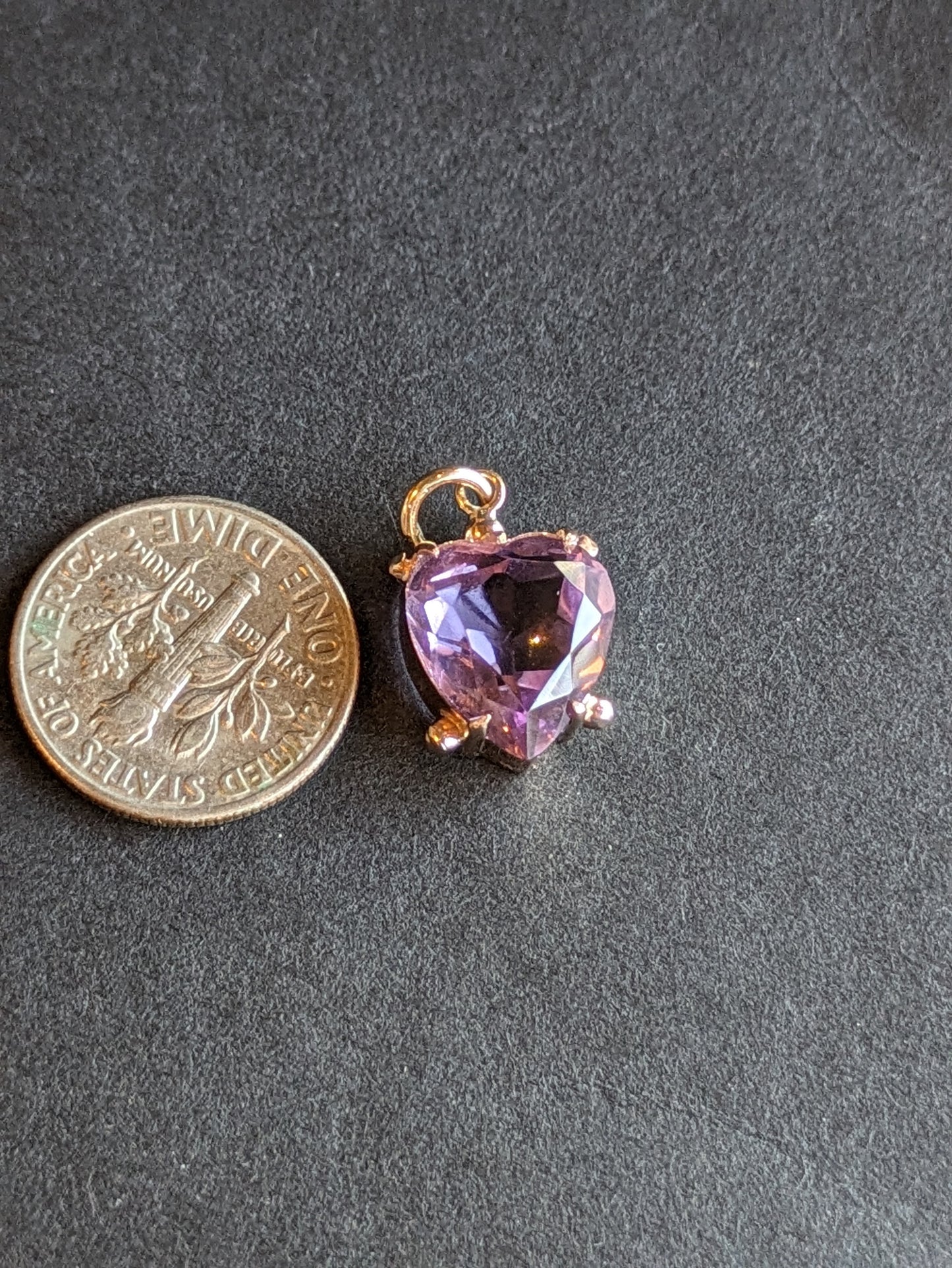 Rose Gold Amethyst Heart Charm