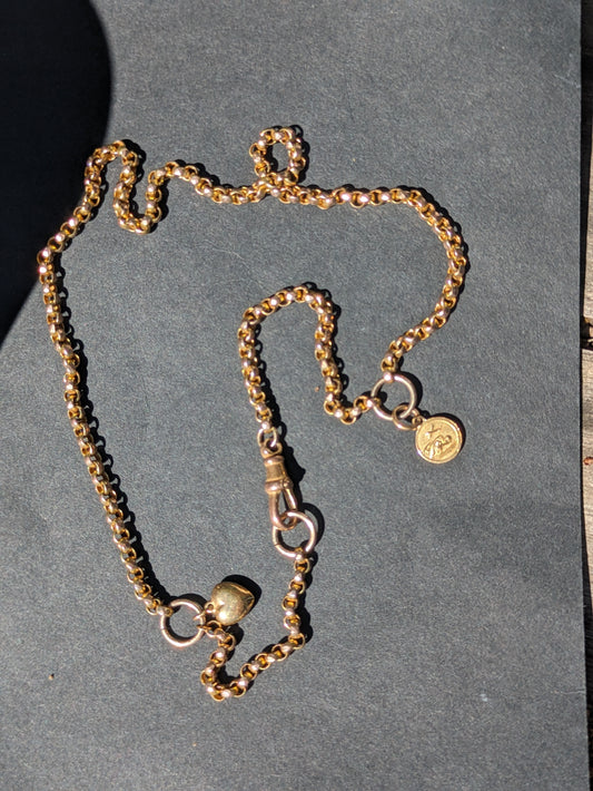 English 9K Chain with St. Christopher and small heart