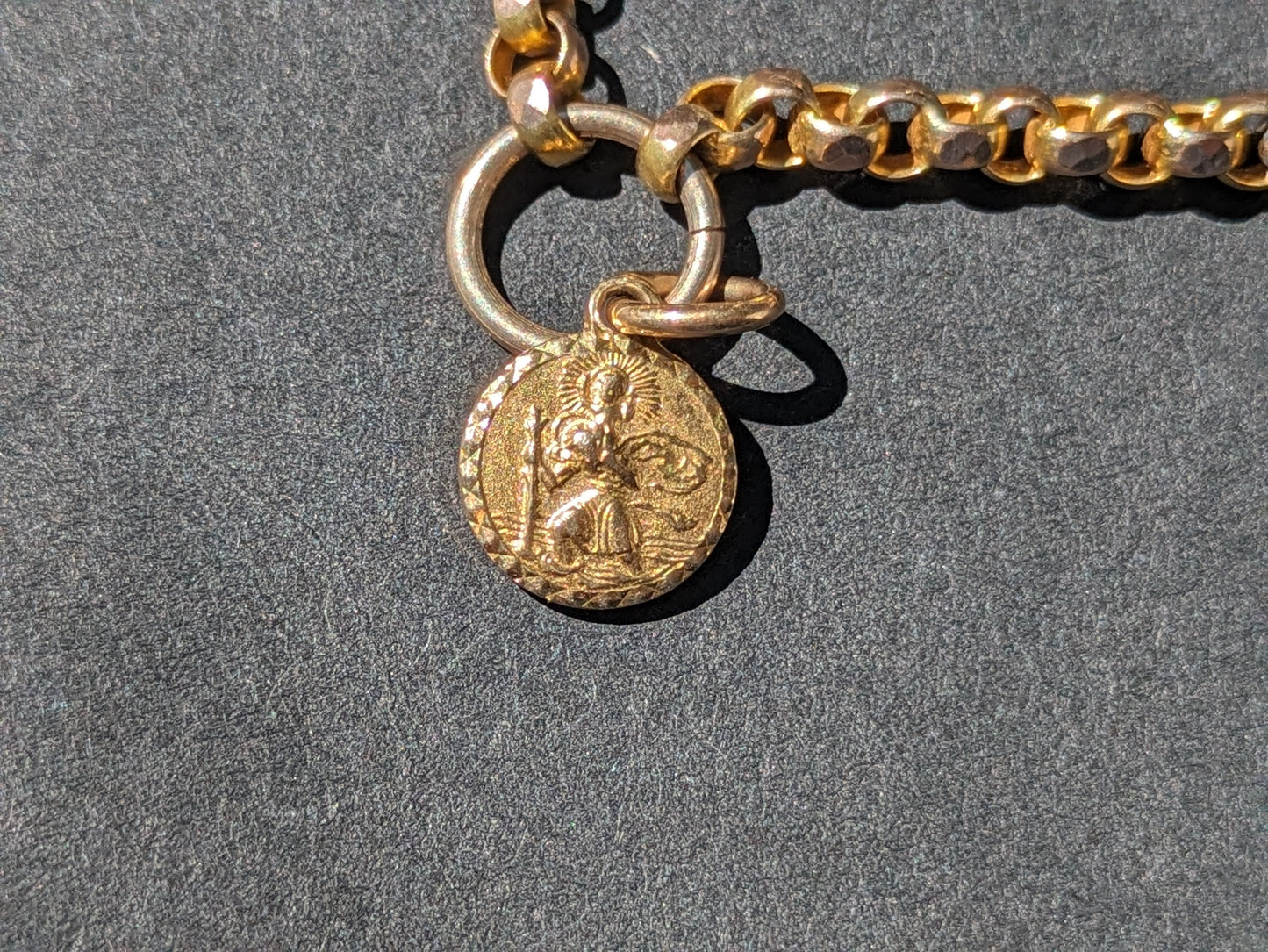 English 9K Chain with St. Christopher and small heart
