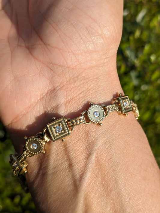 14K diamond link bracelet