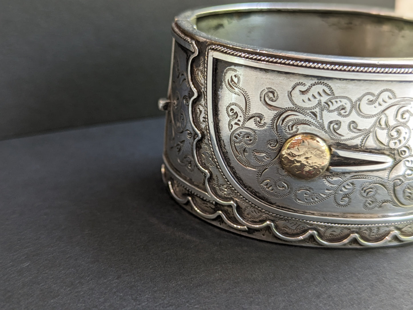 Sterling and gold Victorian "cuff" bracelet
