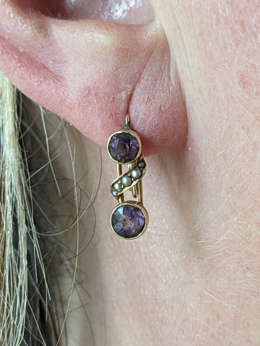 Amethyst and Pearl Earrings