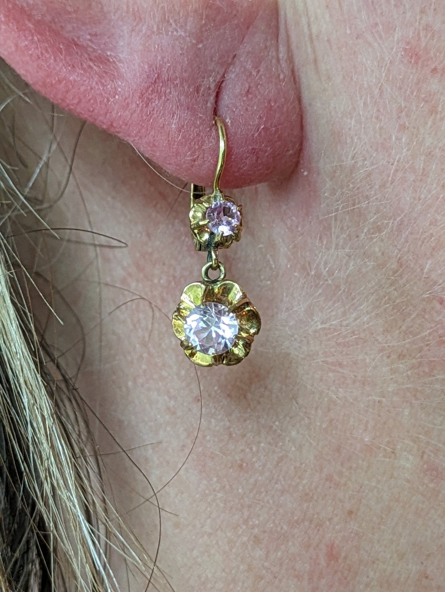 18k Pink Topaz Drop Earrings