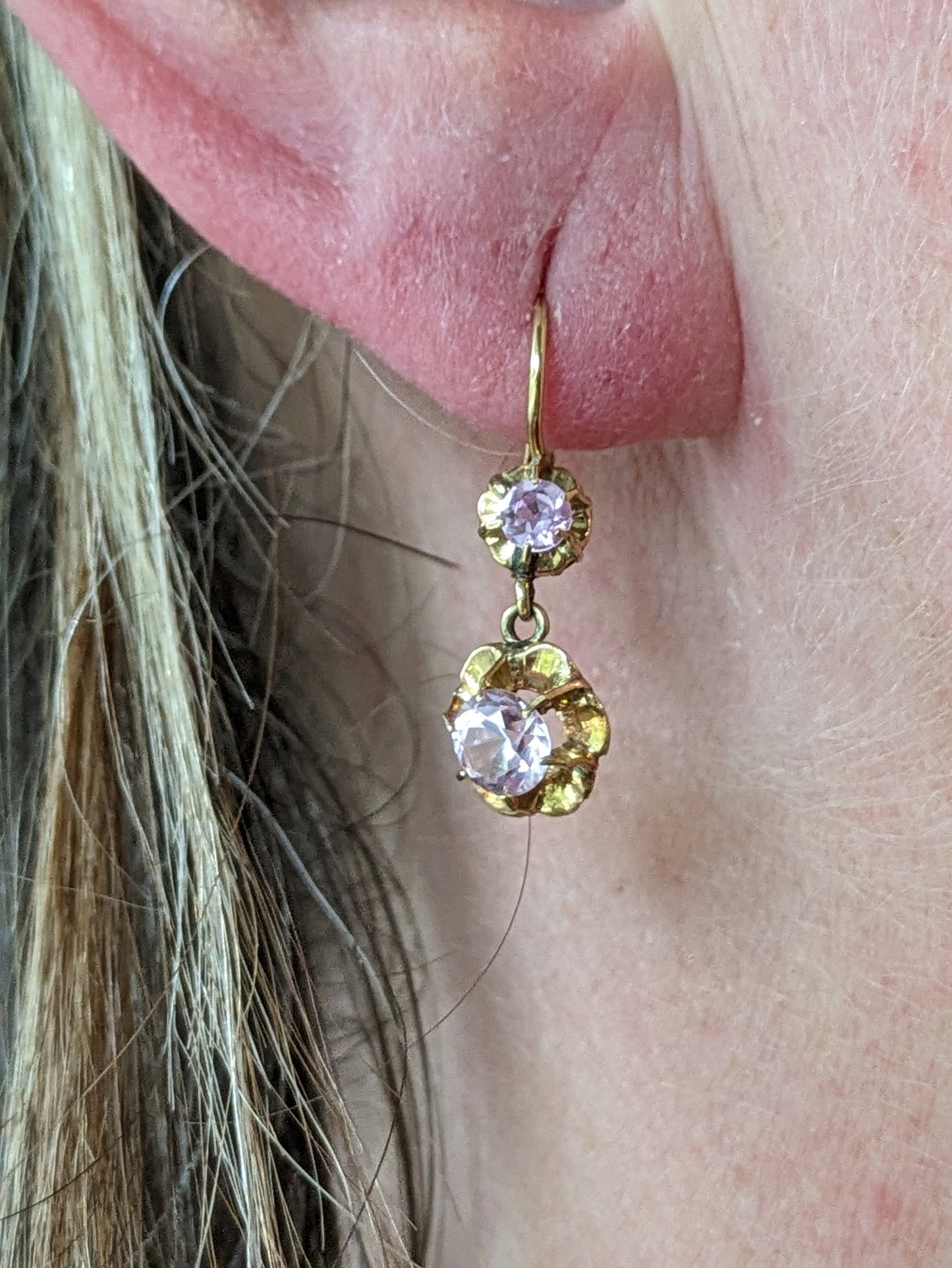 18k Pink Topaz Drop Earrings