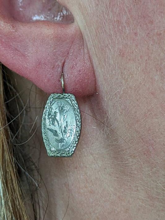 Victorian Conversion 14k White Gold Earrings