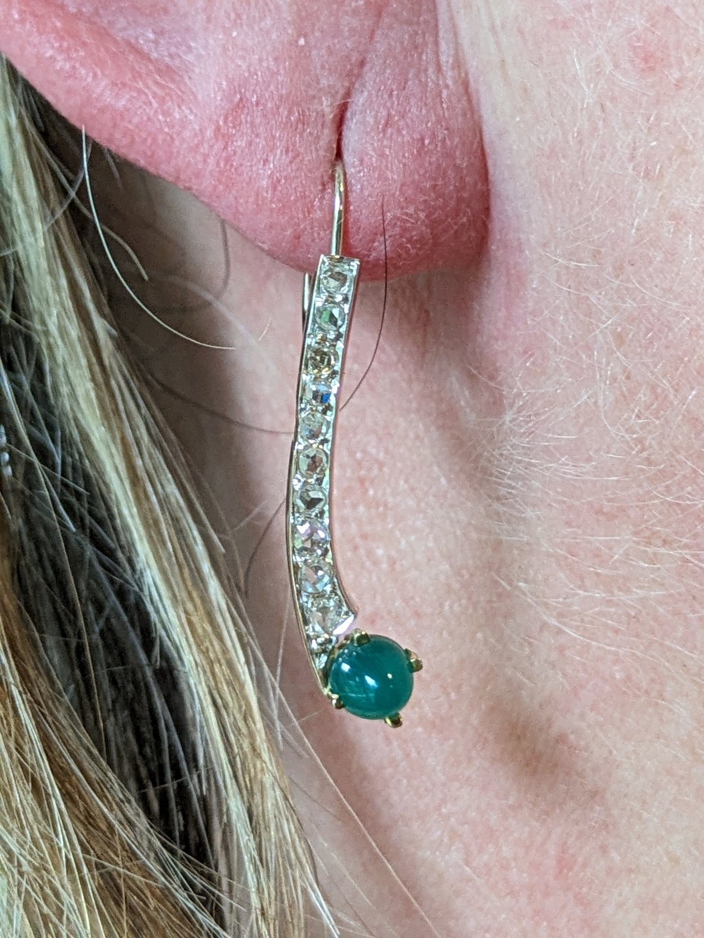 Emerald and diamond earrings