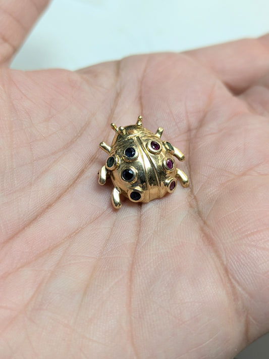 14k Gemstone Ladybug brooch