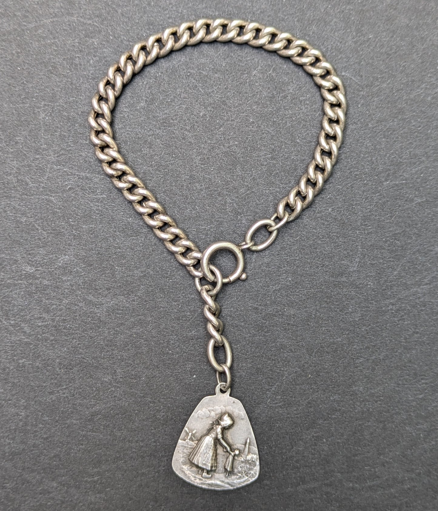 Antique Dutch silver bracelet with mother and child