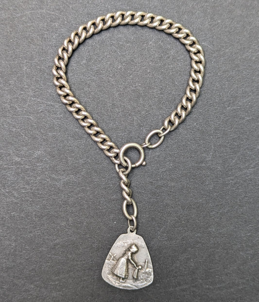 Antique Dutch silver bracelet with mother and child