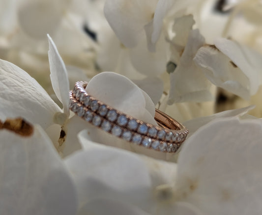 14k Rose Gold and Diamond Eternity Bands