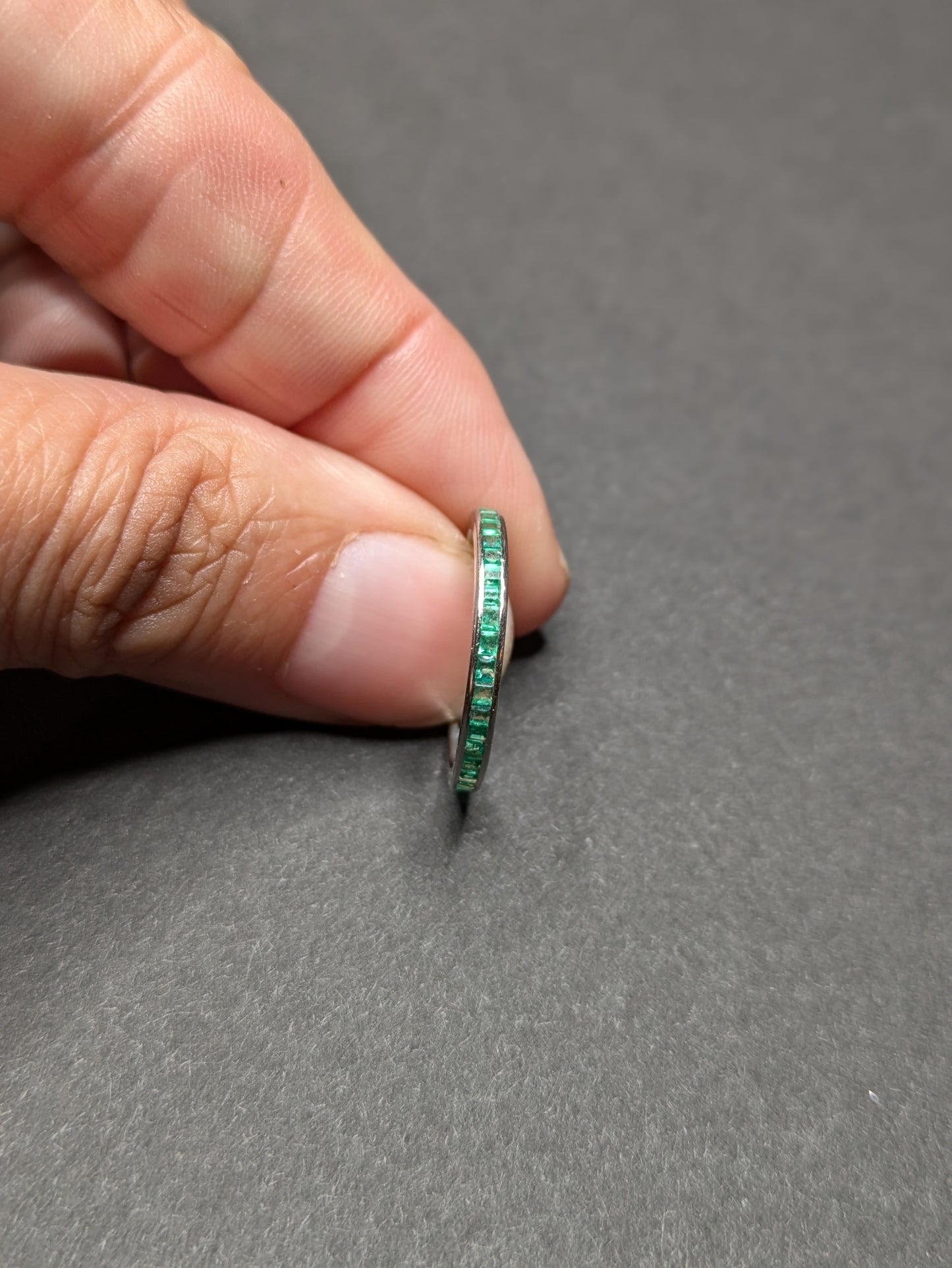 1930's Emerald Eternity Band 14k White Gold