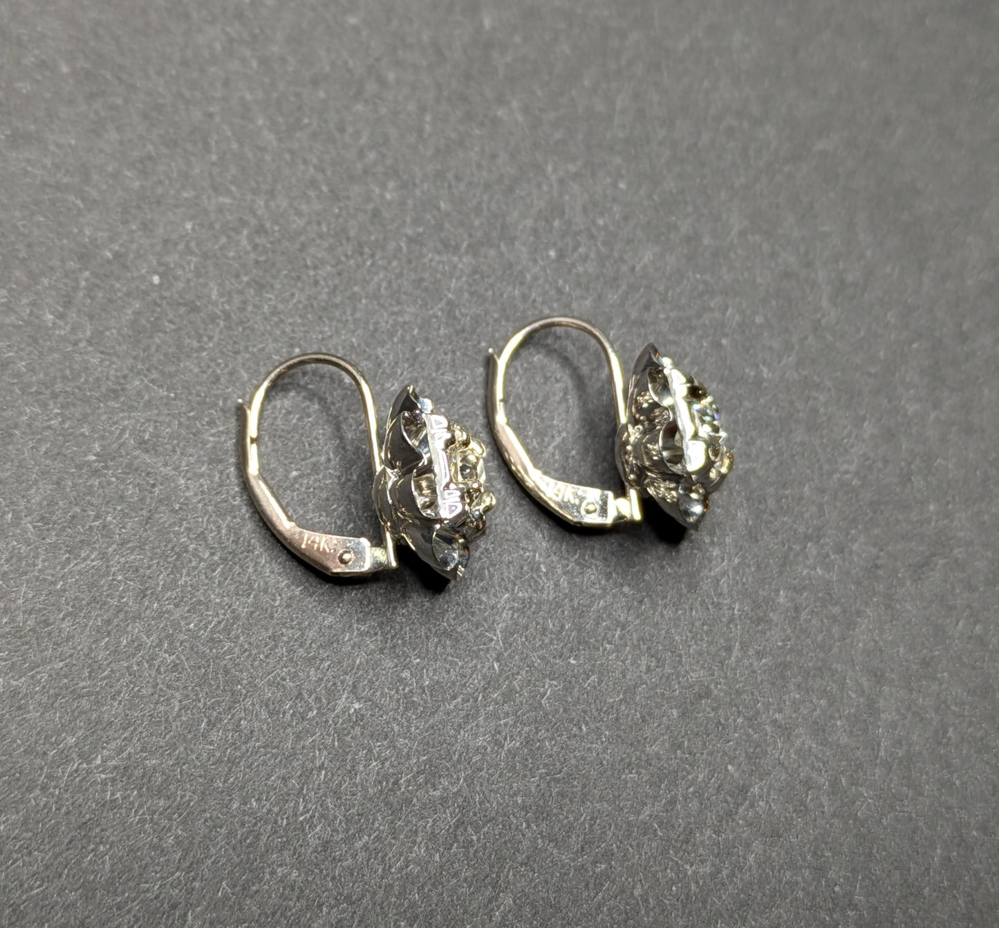 Diamond Leverback Earrings 14k White Gold