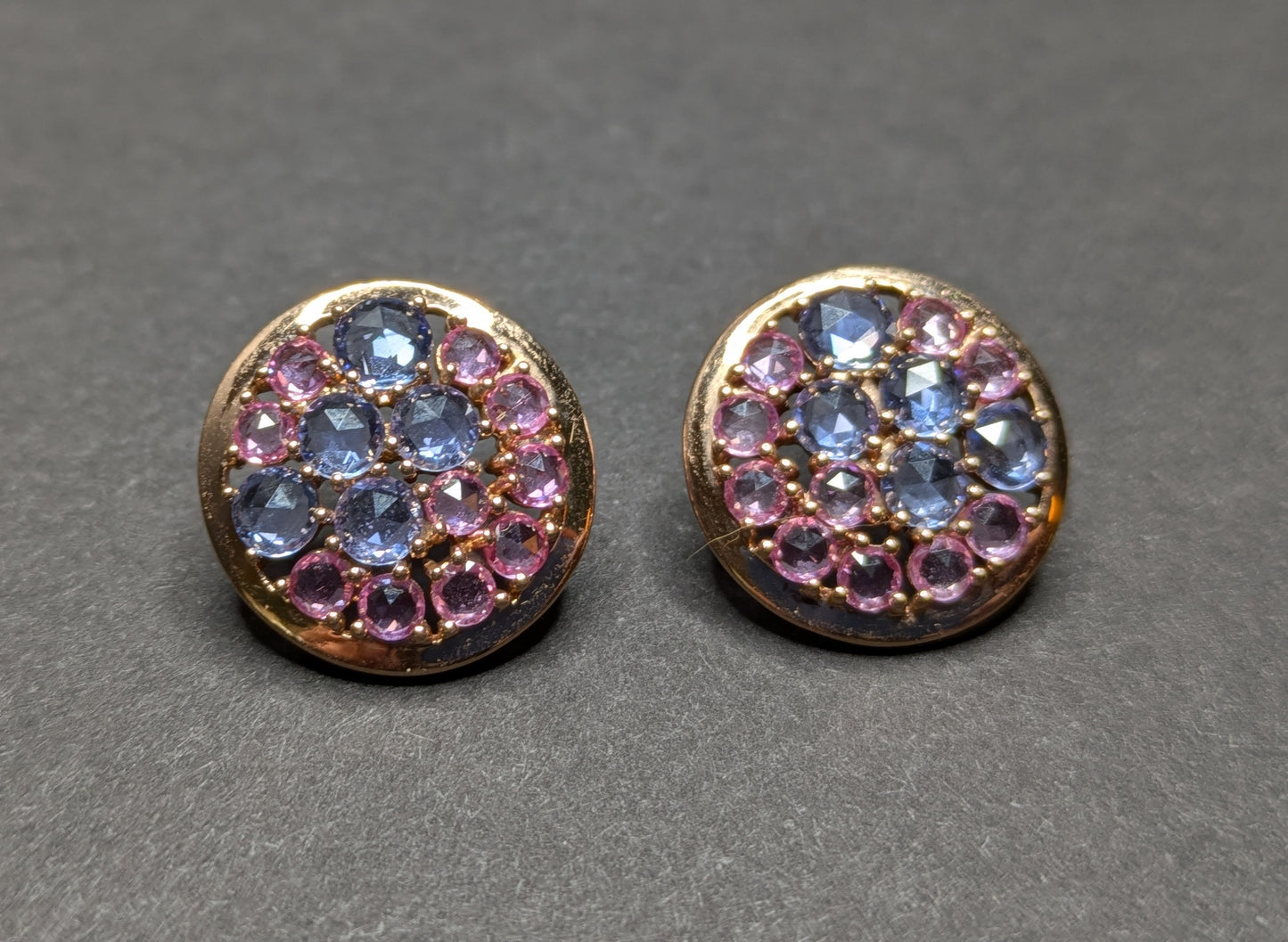 Pink + Blue Sapphire Post Earrings Modern Designer