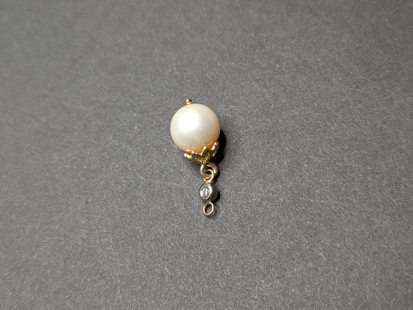 14k Pearl and Diamond Drop Charm