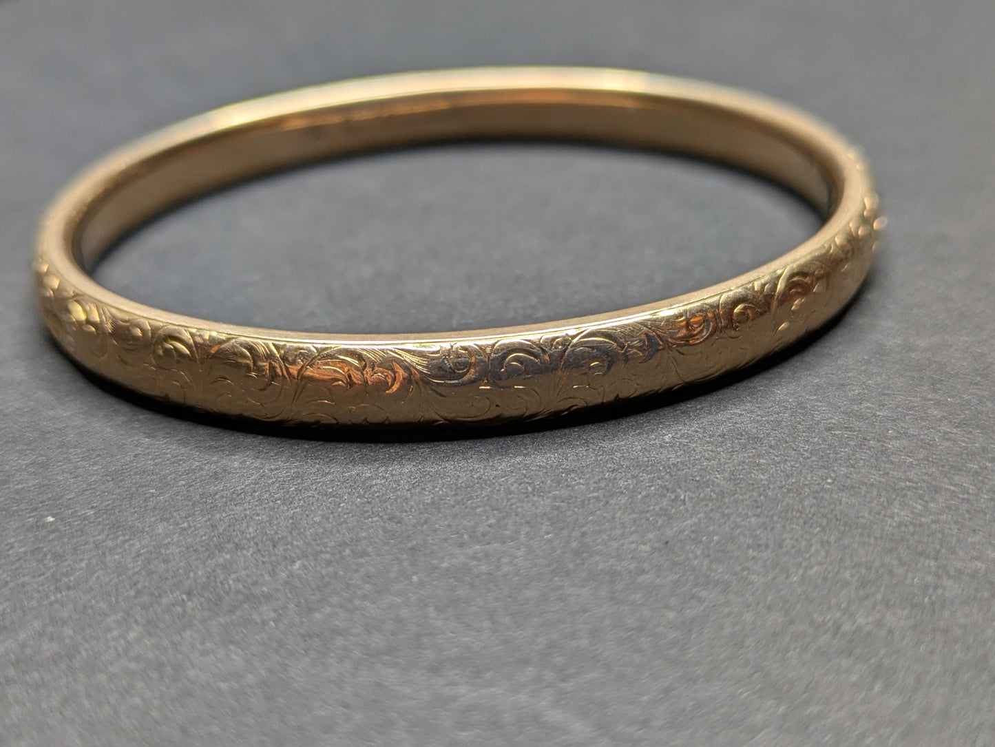 14k American Repousse and Engraved Bangle Bracelet