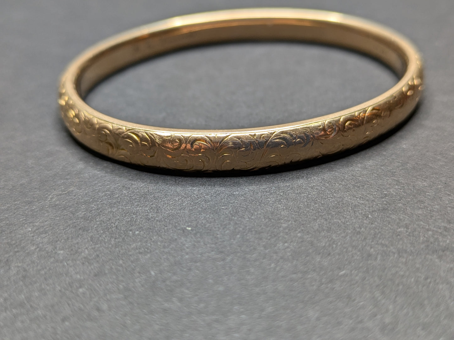 14k American Repousse and Engraved Bangle Bracelet