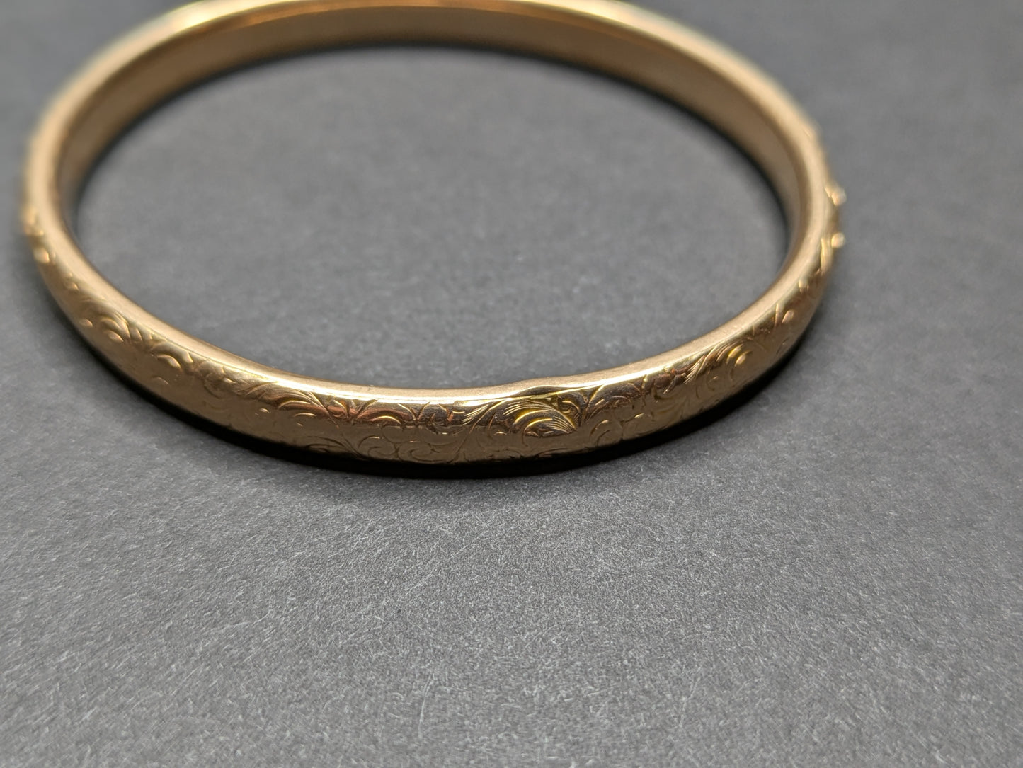 14k American Repousse and Engraved Bangle Bracelet