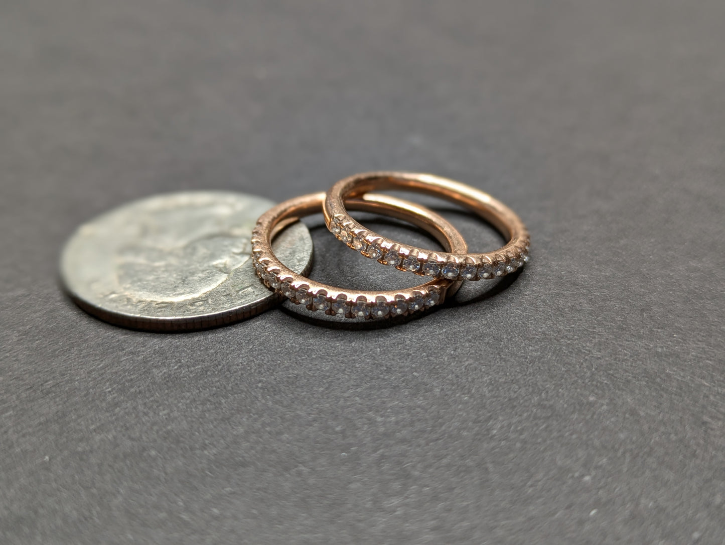 14k Pair Rose Gold Diamond Anniversary Bands