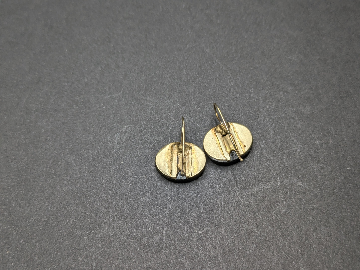 Jet Horseshoe Cuff Link Conversion to 14k Shepard Hook Earrings