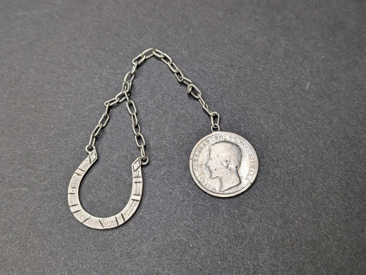 Sterling Horseshoe and Coin Watch Fob