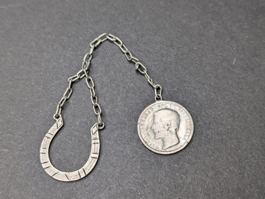 Sterling Horseshoe and Coin Watch Fob