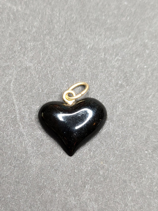 Black Coral and 14k Heart Charm