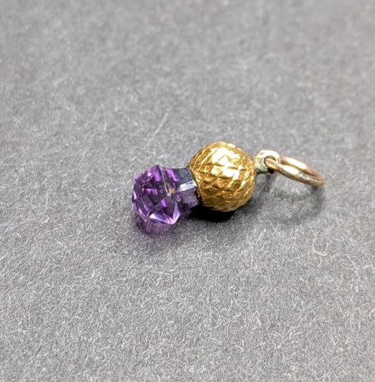 15k Scottish Amethyst Thistle Charm Converted from Pin