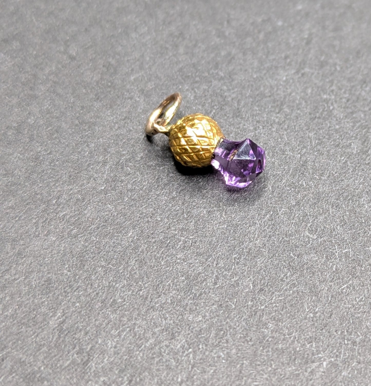 15k Scottish Amethyst Thistle Charm Converted from Pin