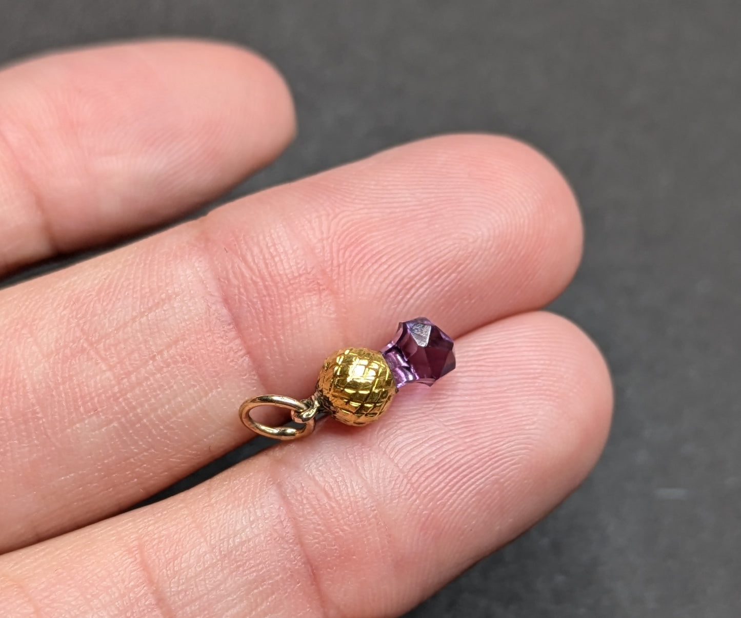 15k Scottish Amethyst Thistle Charm Converted from Pin